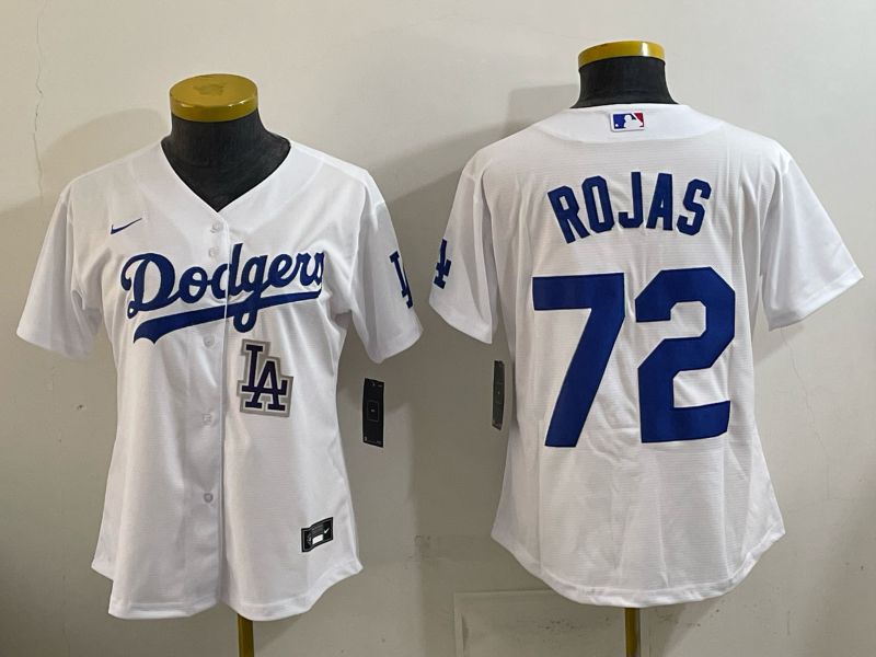 Women 2026 Nike Los Angeles Dodgers #72 Rojas White Game MLB Jersey 02